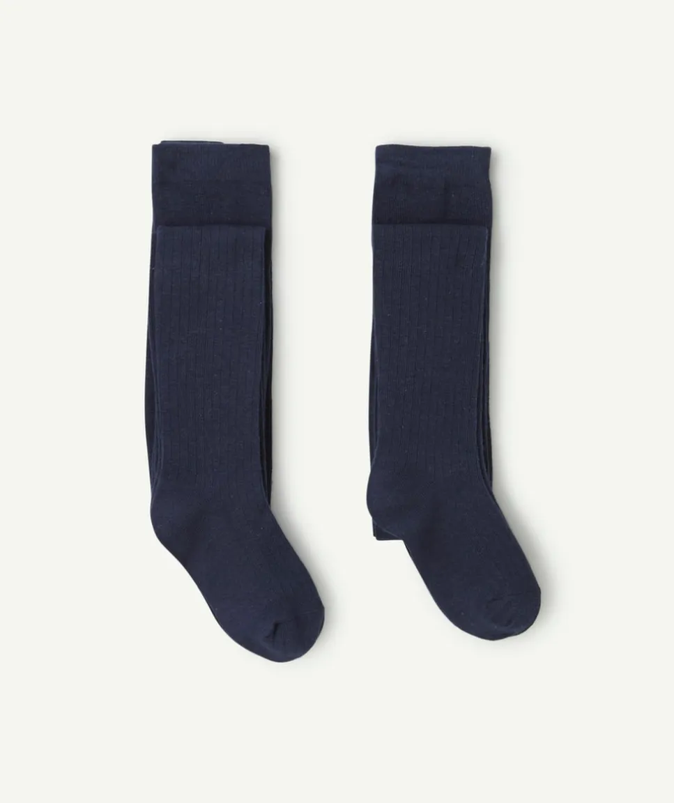 Lot de 2 paires de collants fille couleur bleu marine