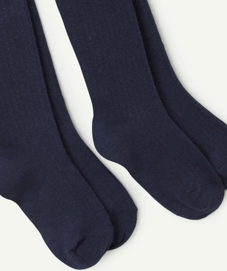 Lot de 2 paires de collants fille couleur bleu marine