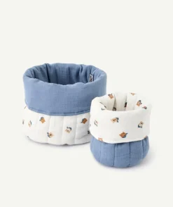 Lot de 2 paniers bébé garçon bleu imprimé ourson