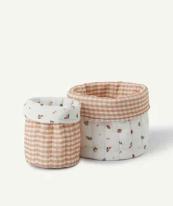 Lot de 2 paniers de rangement en coton imprimé