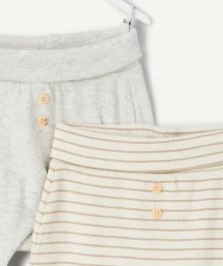 Lot de 2 pantalons sarouel naissance rayé et uni