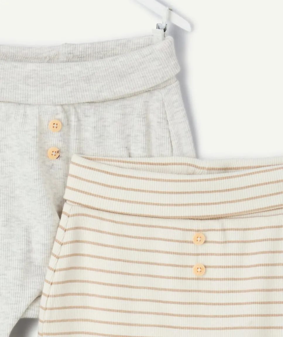 Lot de 2 pantalons sarouel naissance rayé et uni