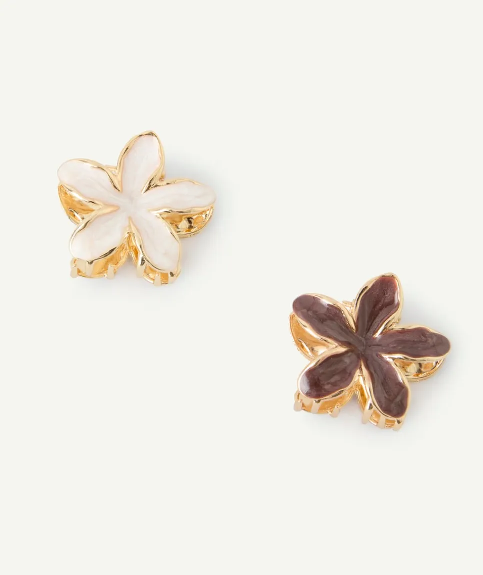 Lot de 2 pinces fille fleurs couleur dorée