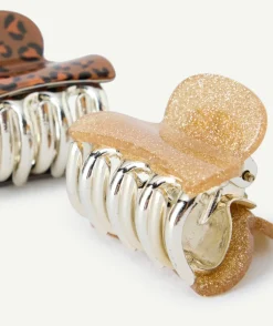 Lot de 2 pinces fille pailleté et imprimé léopard
