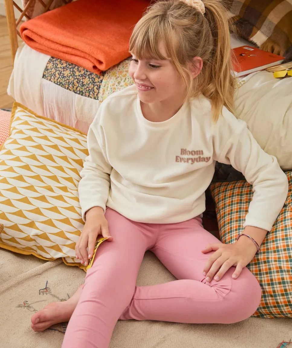 Lot de 2 pyjamas chauds fille effet velours rose et blanc