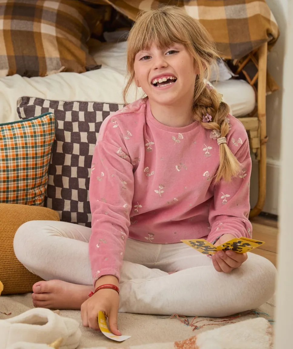 Lot de 2 pyjamas chauds fille effet velours rose et blanc