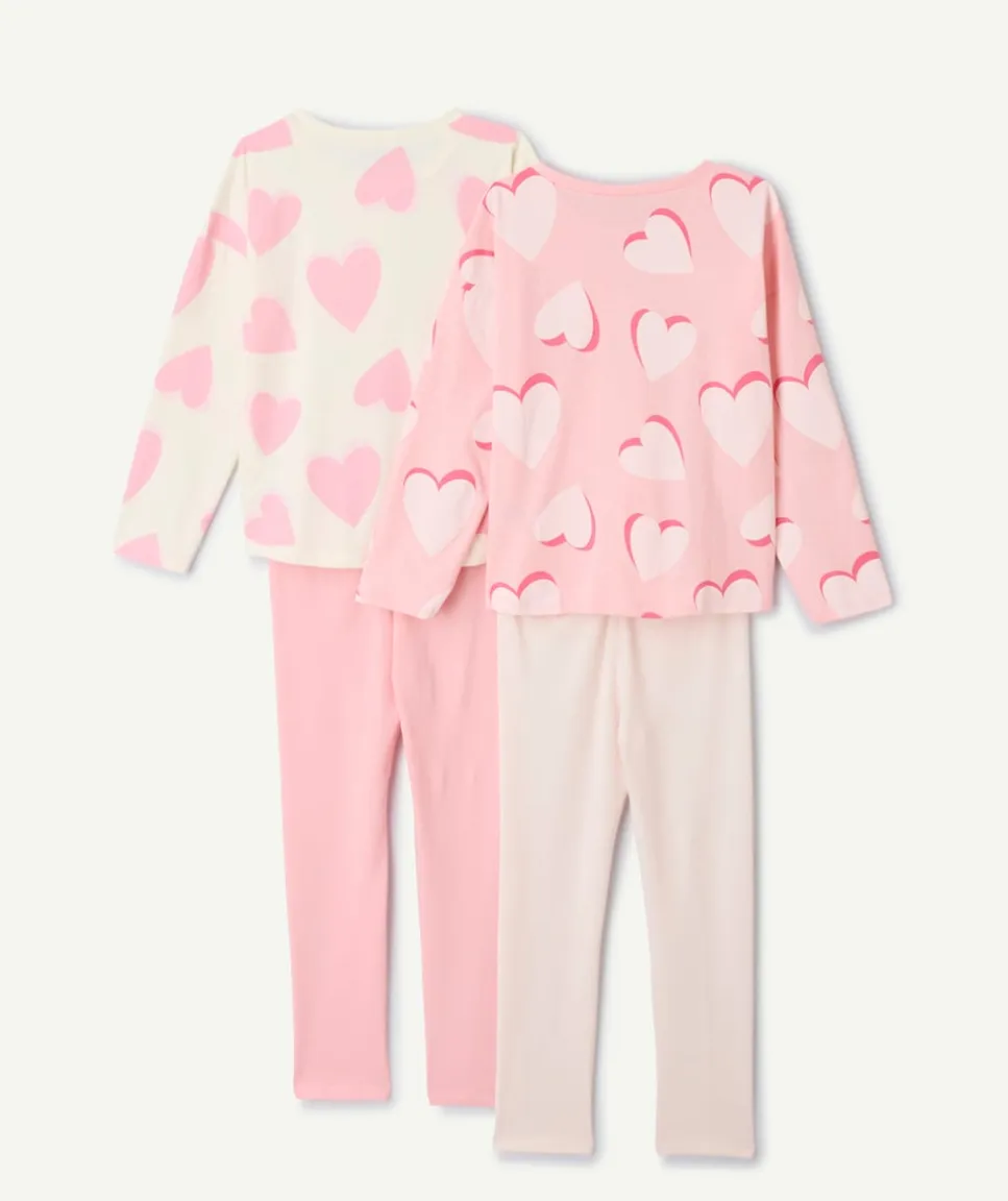 Lot de pyjamas coton fille imprimés cœur