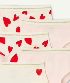 Lot de 5 shorties fille imprimé cœur