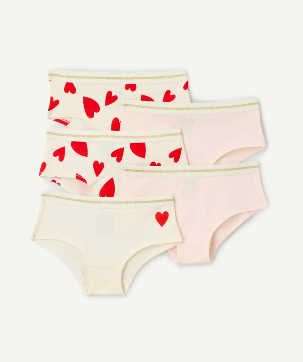 Lot de 5 shorties fille imprimé cœur