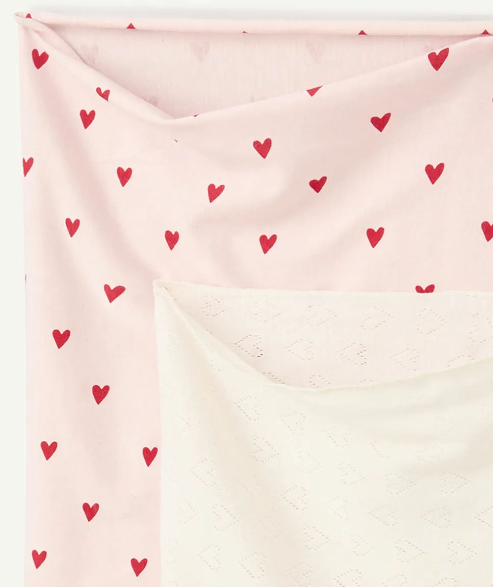 Lot de 2 snoods bébé fille en coton bio écru et rose pâle
