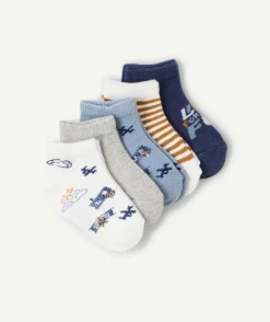 Lot de 5 socquettes bébé garçon thème nuages et avions