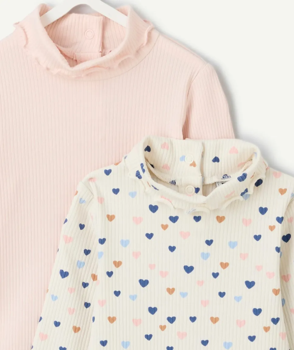 Lot de 2 t-shirts bébé fille, imprimé cœur rose