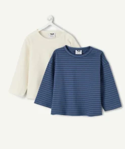 Lot de 2 t-shirts bébé garçon rayé et uni