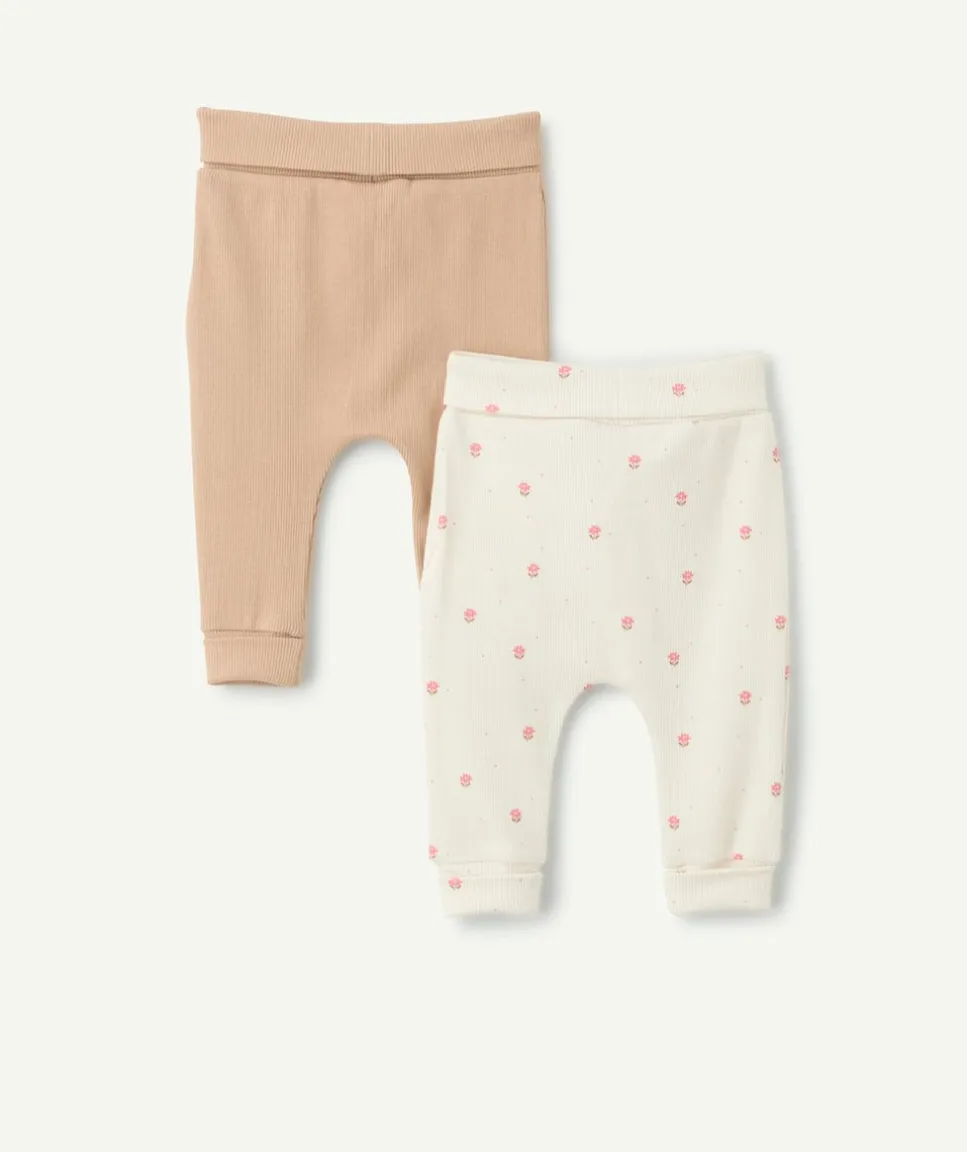Lot 2 leggings naissance fille imprimés et unis