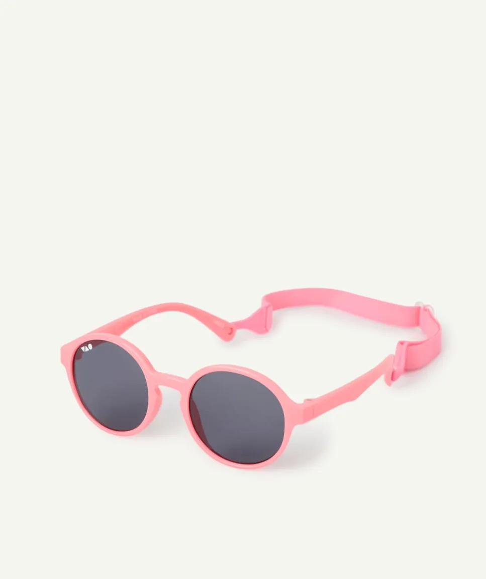 Lunettes de soleil bébé fille rose avec élastique