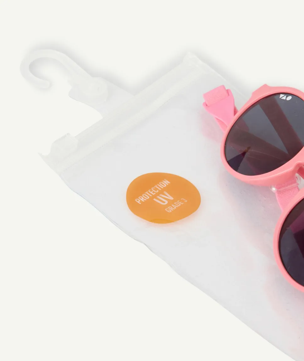 Lunettes de soleil bébé fille rose avec élastique