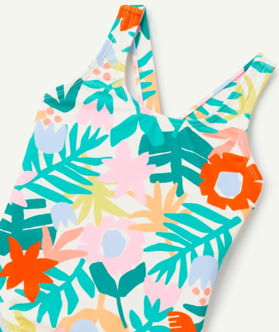 Maillot de bain 1 pièce bébé fille en fibres recyclées imprimé tropical