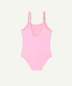 Maillot de bain 1 pièce fille rose fluo imprimé