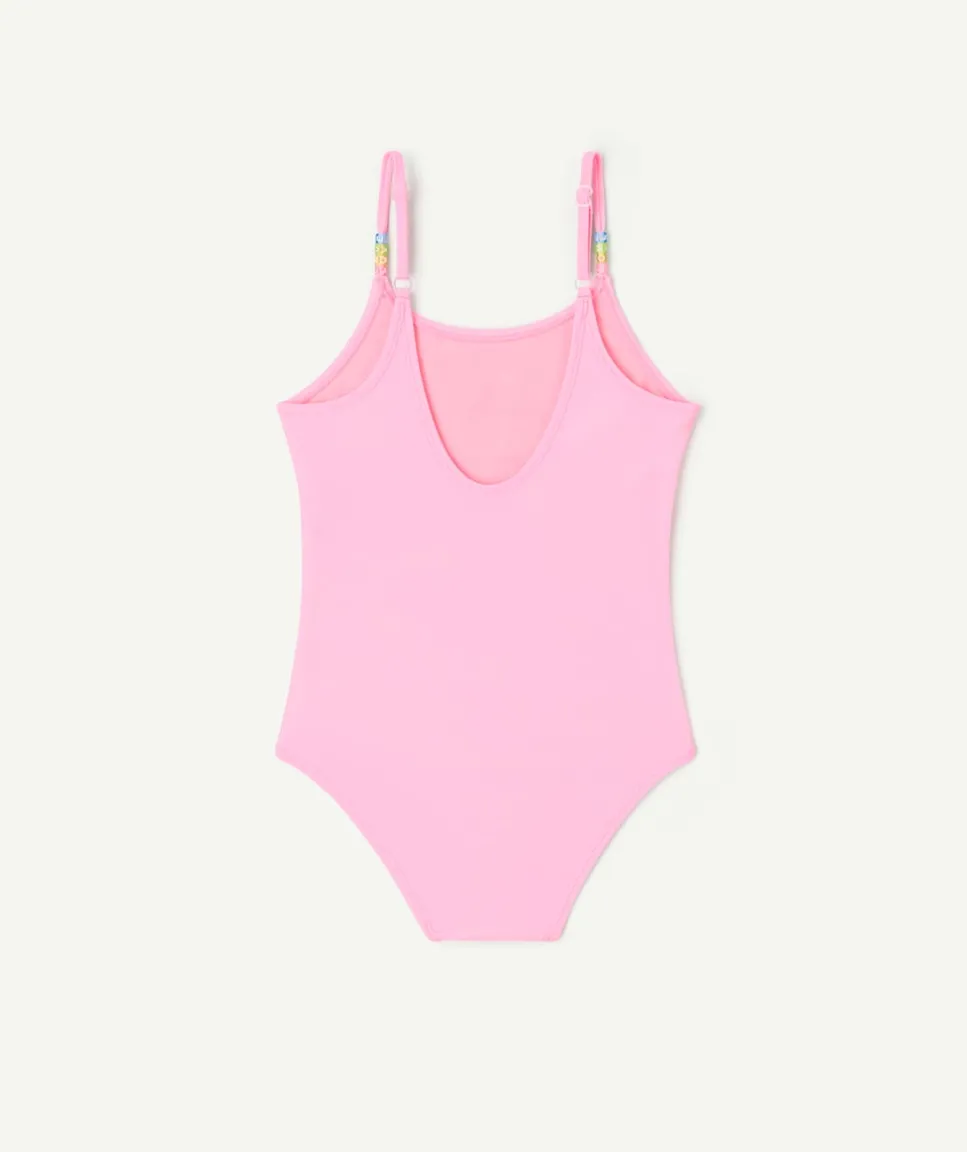 Maillot de bain 1 pièce fille rose fluo imprimé