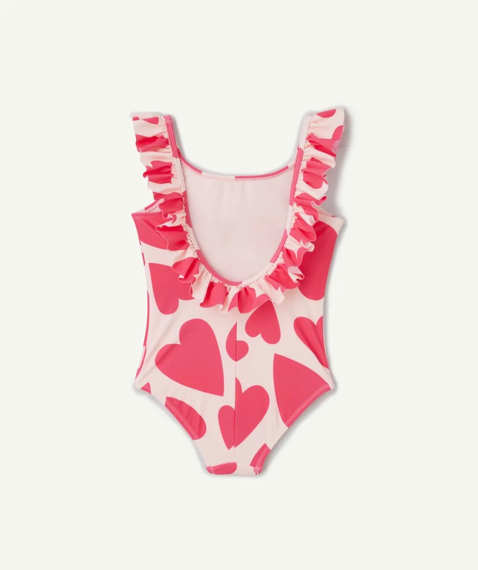 Maillot de bain 1 pièce fille à volants cœurs