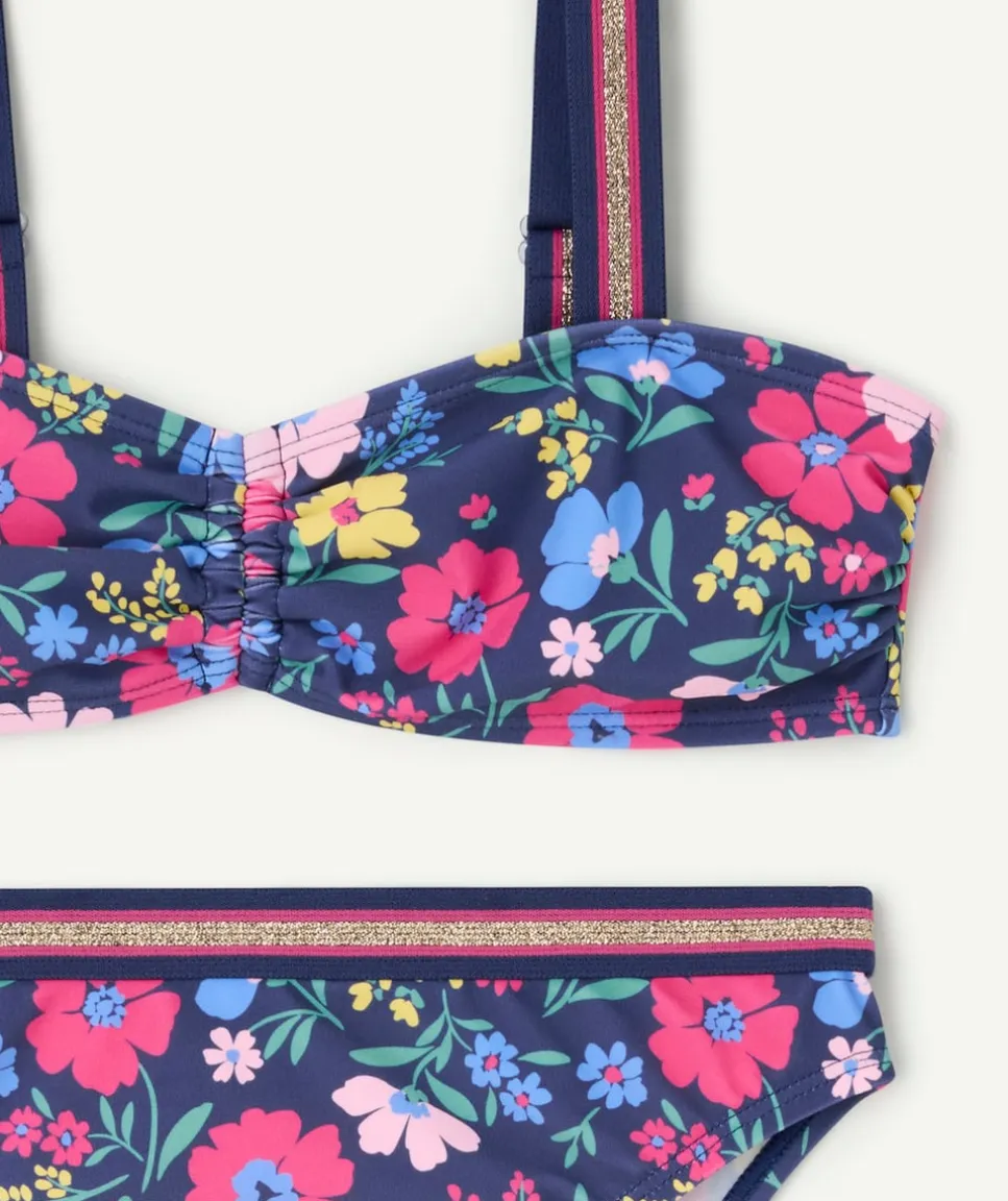 Maillot de bain 2 pièces fille multicolore imprimé floral