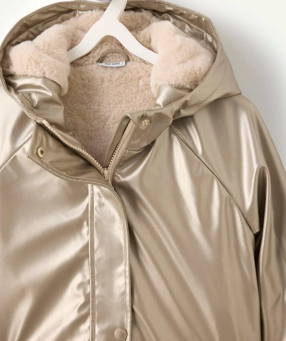 Manteau fille couleur dorée à capuche