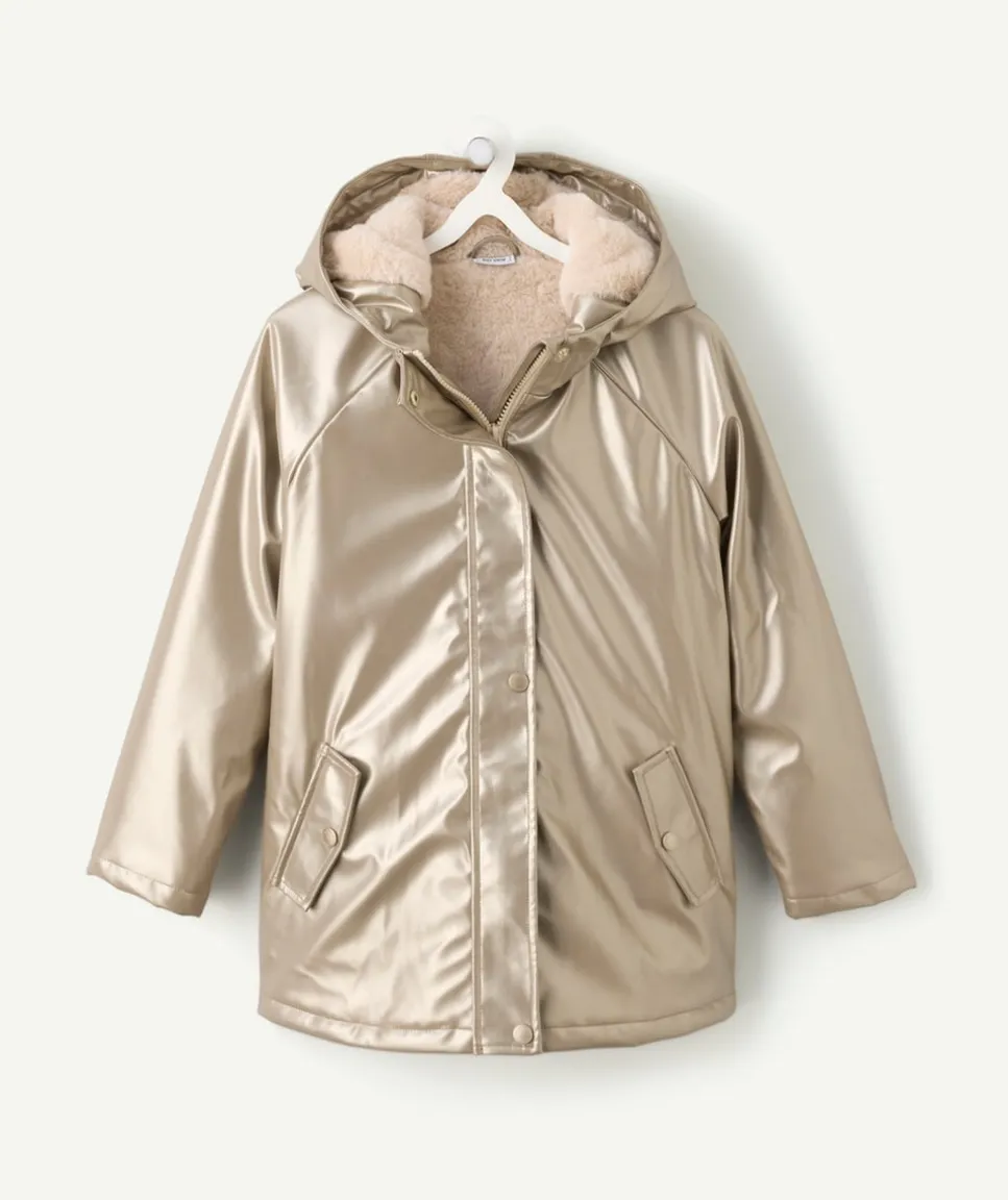 Manteau fille couleur dorée à capuche
