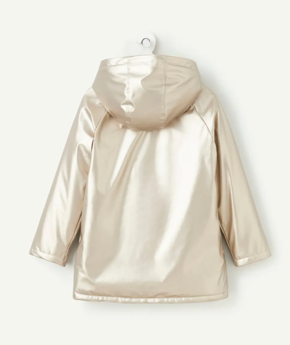 Manteau fille couleur dorée à capuche