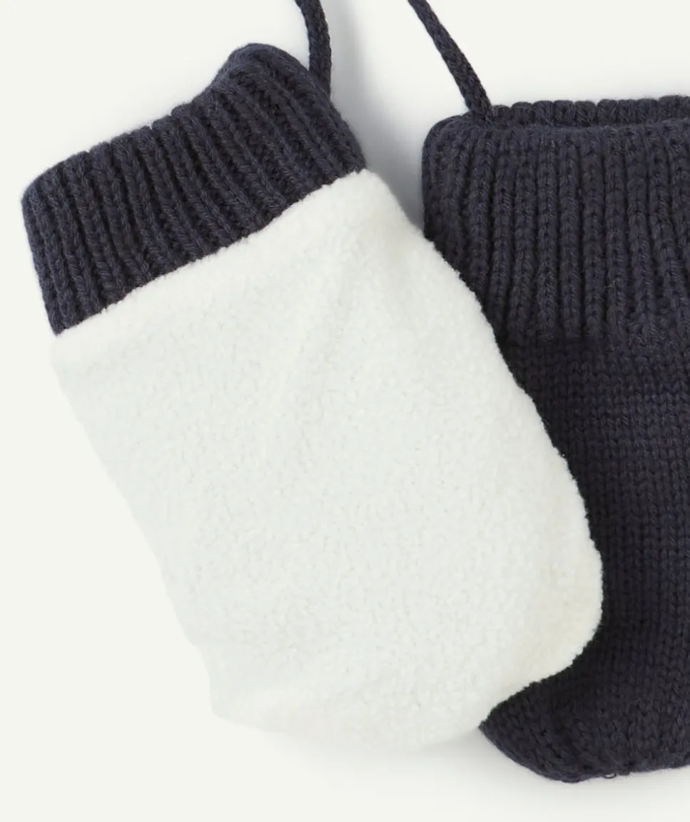 Moufles bébé garçon en tricot bicolores