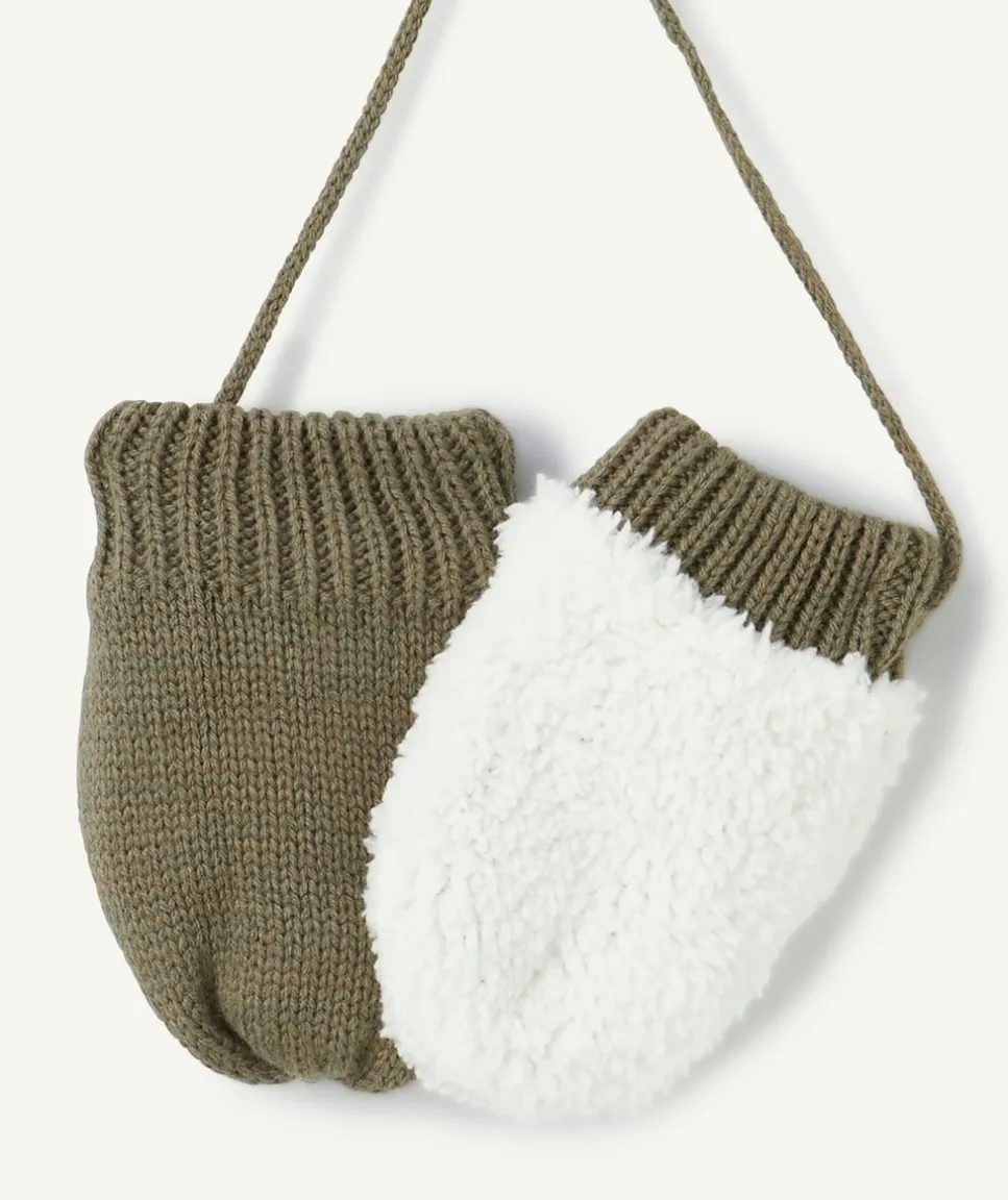 Moufles tricotées kaki bébé garçon