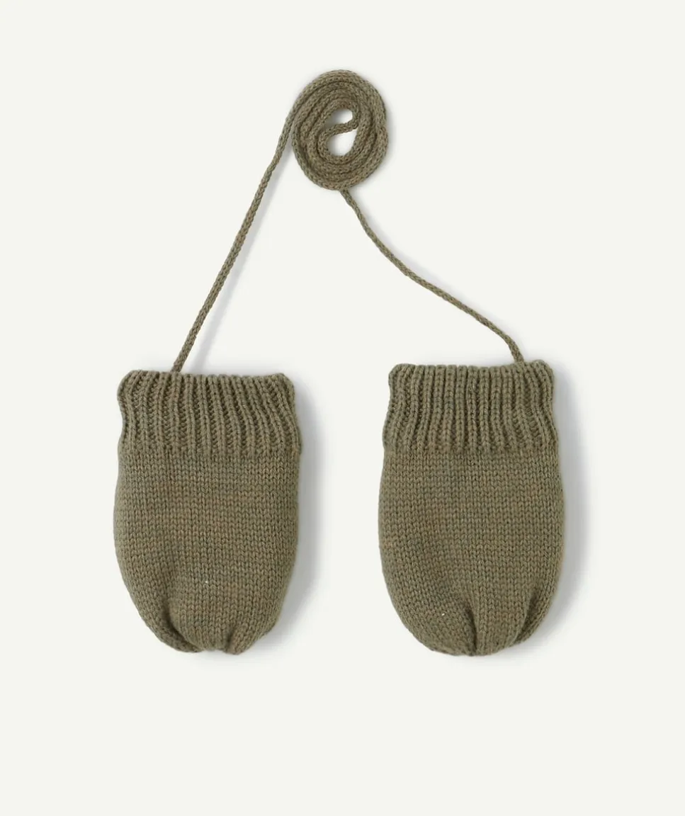 Moufles tricotées kaki bébé garçon