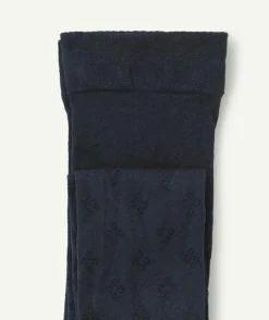 Paire de collants en voile bébé fille bleu marine avec détails ajourés