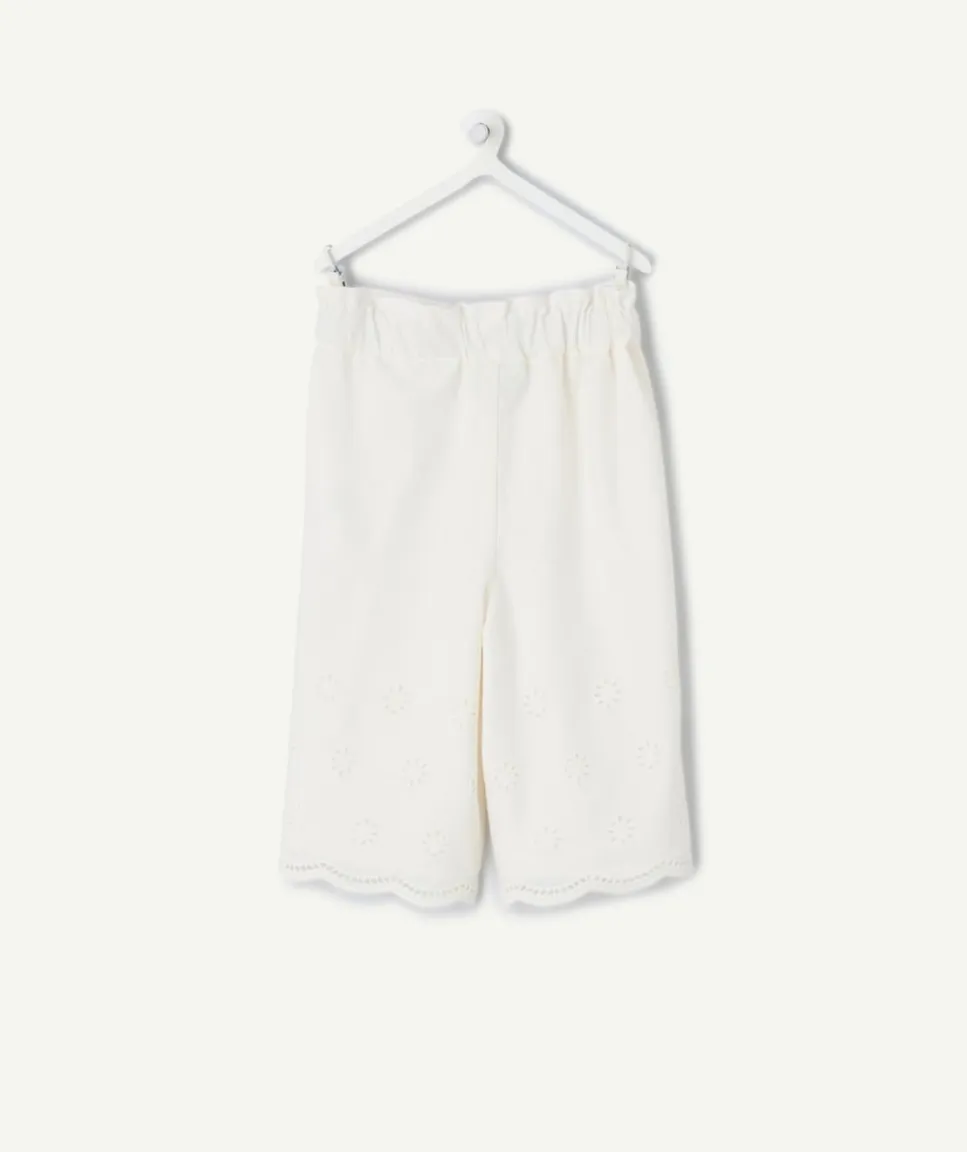 Pantalon bébé fille broderie blanc