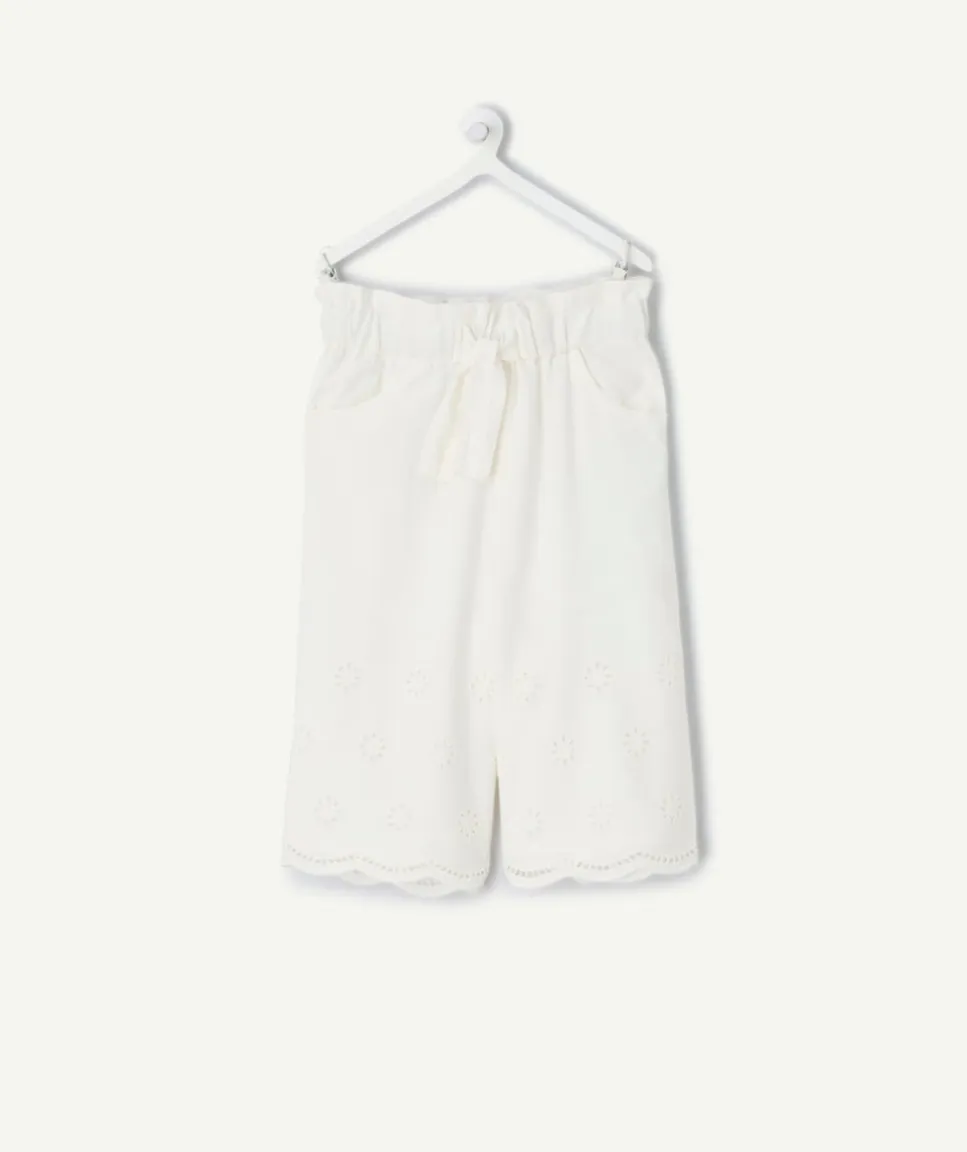 Pantalon bébé fille broderie blanc