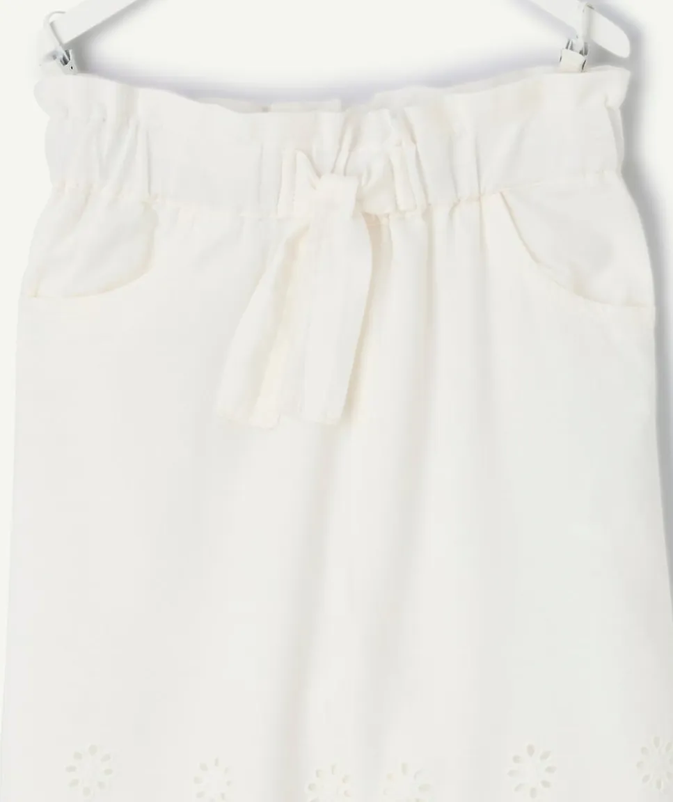 Pantalon bébé fille broderie blanc