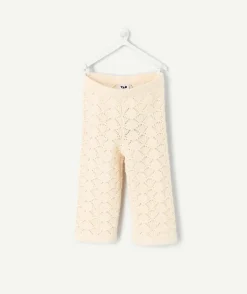 Pantalon bébé fille crochet crème