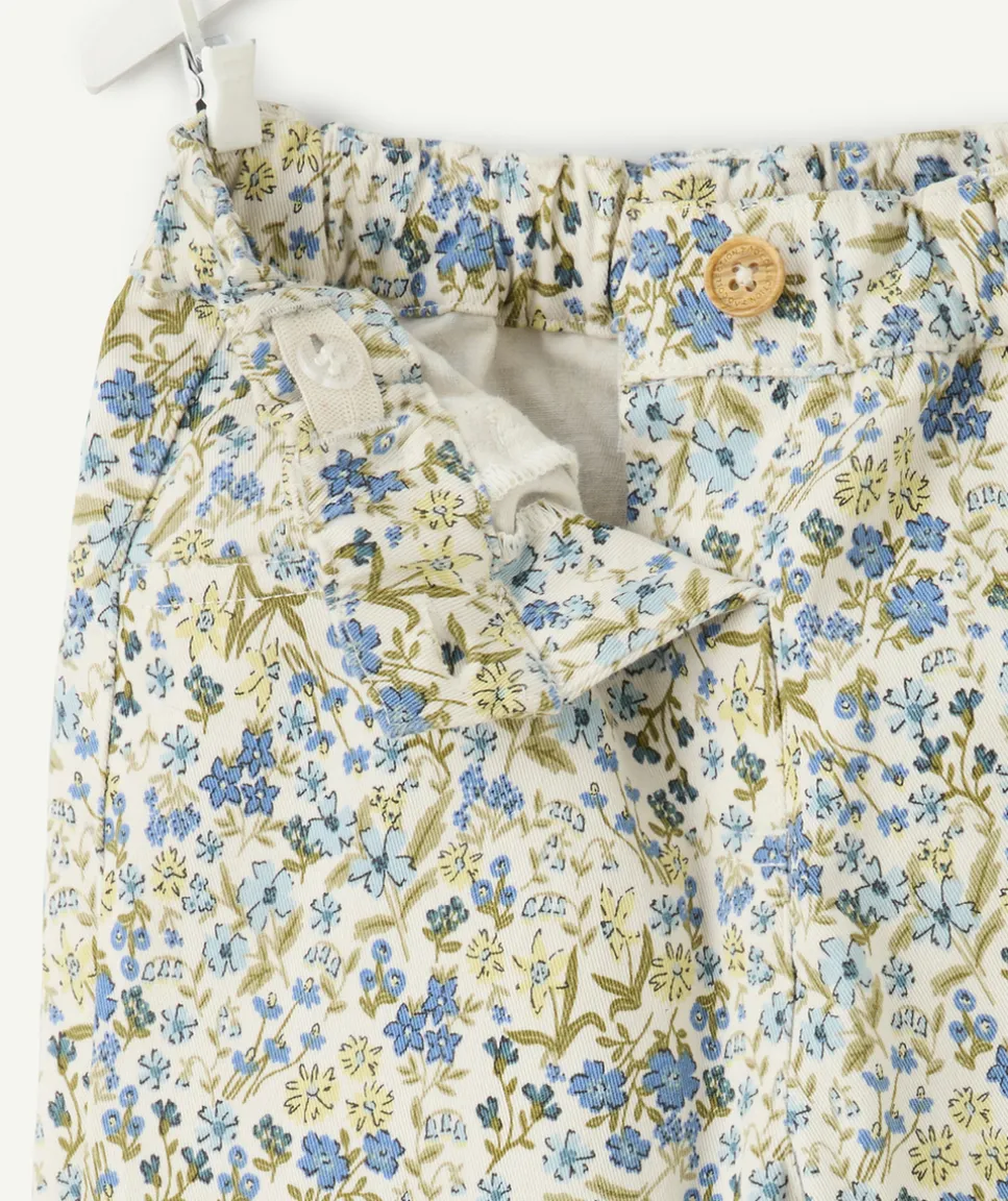 Pantalon bébé fille droit imprimé fleuri