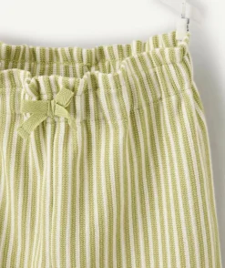 Pantalon bébé fille large vert rayé