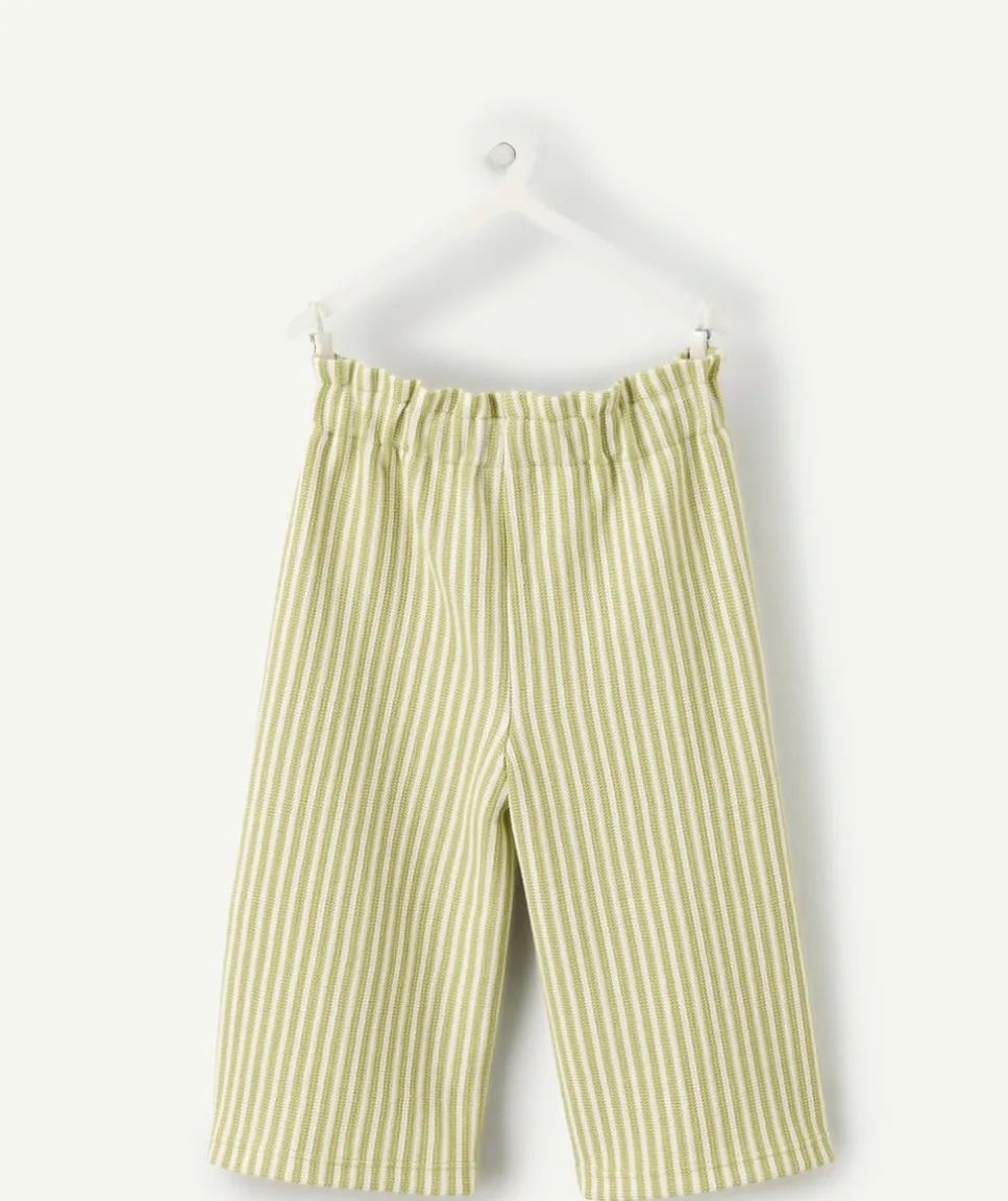 Pantalon bébé fille large vert rayé