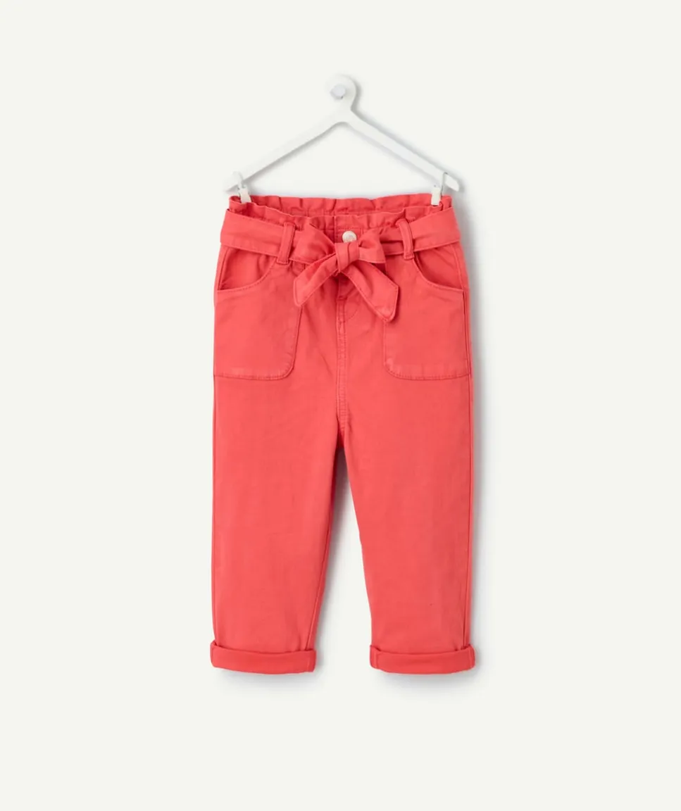 Pantalon bébé fille rouge à ceinture nouée