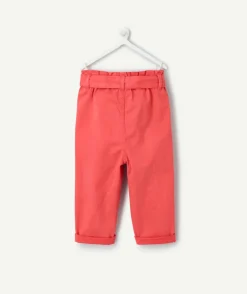 Pantalon bébé fille rouge à ceinture nouée
