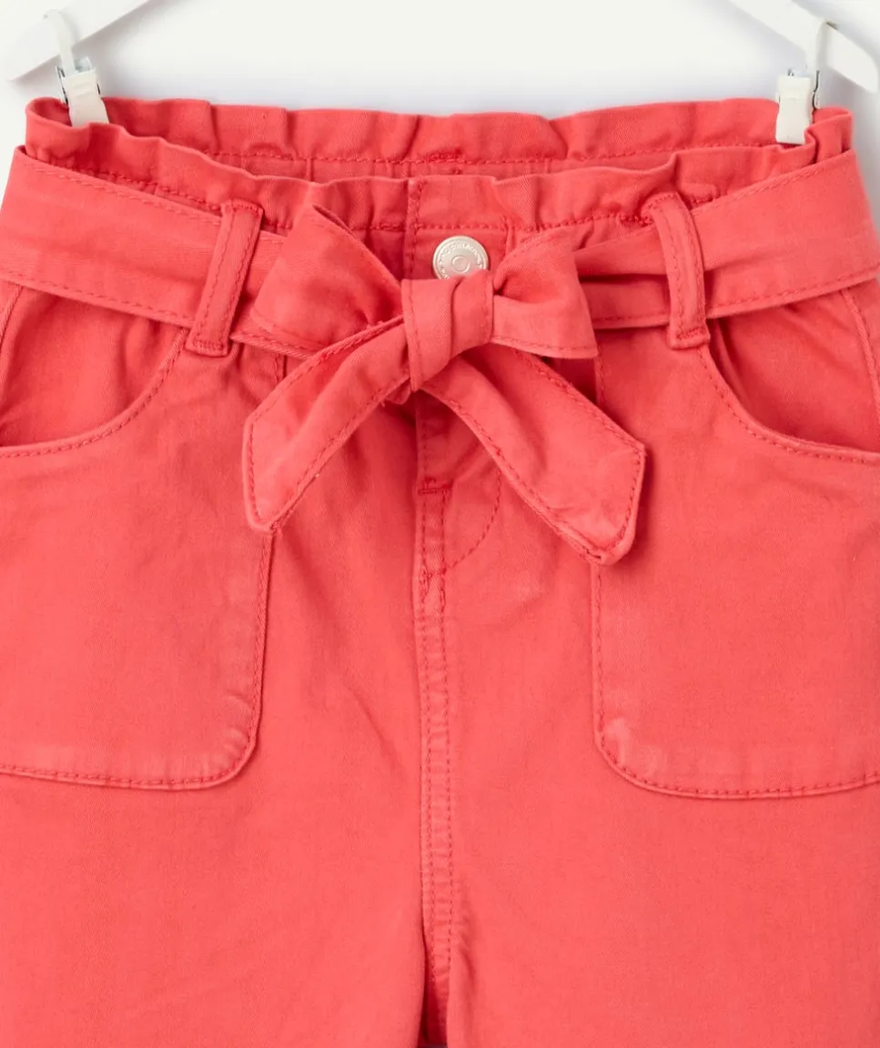 Pantalon bébé fille rouge à ceinture nouée