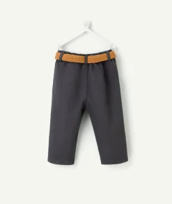 Pantalon bébé garçon gris avec ceinture tressée