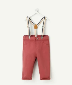 Pantalon bébé garçon rouge avec bretelles