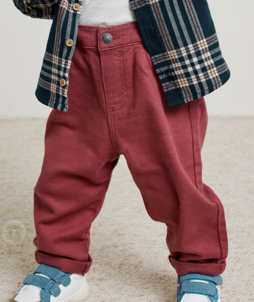 Pantalon bébé garçon rouge avec bretelles
