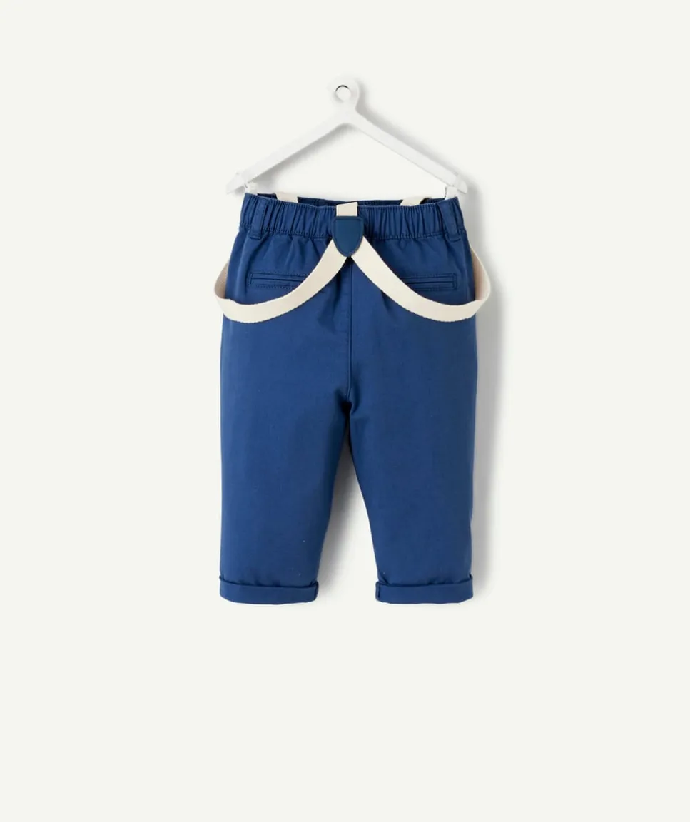 Pantalon bleu à bretelles bébé garçon