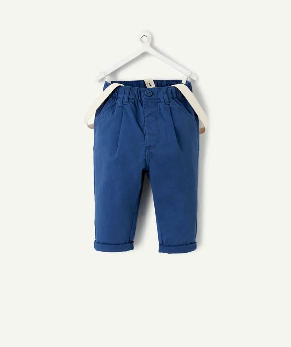 Pantalon bleu à bretelles bébé garçon