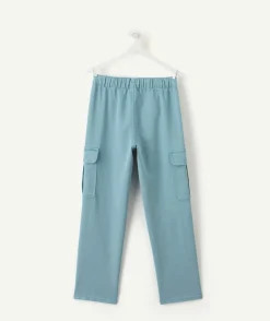 Pantalon cargo garçon droit bleu