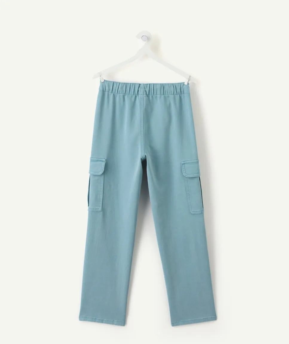 Pantalon cargo garçon droit bleu