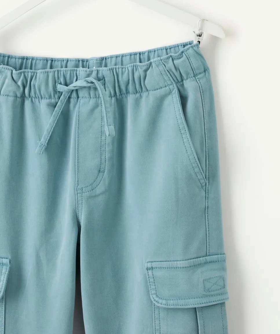 Pantalon cargo garçon droit bleu